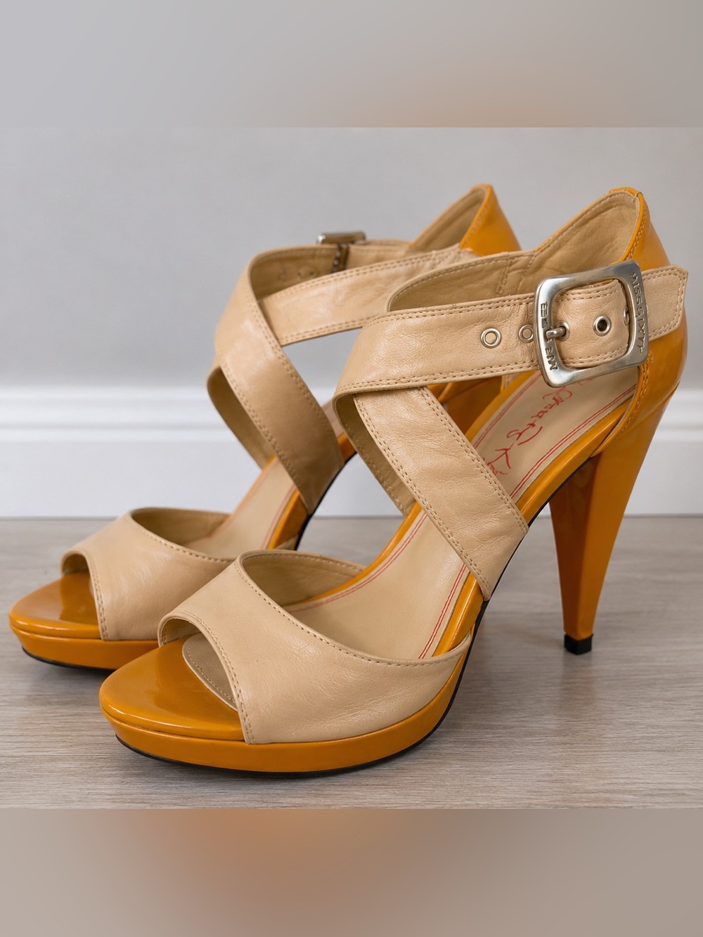Miss Sixty Women’s Strappy Platform Heels Nude & Orange Size 6